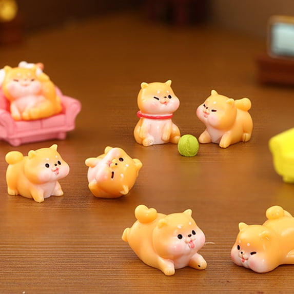 Sunjoy Tech 2Pcs Dog Ornaments Vivid Eye-catching Handmade Casting Mini Adorable Puppy Miniature Figurines for Garden
