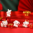 thumbnail image 1 of Sunjoy Tech 2Pcs Resin Rabbit Ornaments Miniature Chinese Year of The Rabbit Figurines for Home Office Decor, 1 of 8