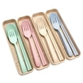 thumbnail image 1 of Sunjoy Tech 3Pcs Portable Tableware Set Eco-Friendly Chopsticks Spoon Fork Plastic Cutlery with Box for Students Office Workers, 1 of 8