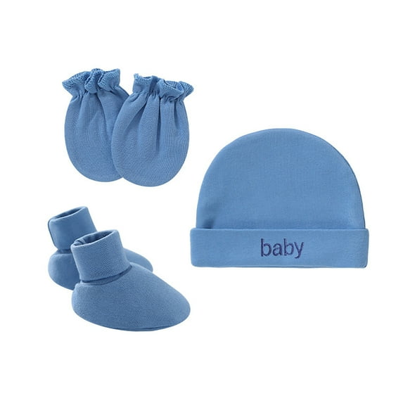 Sunjoy Tech 3Pcs/Set Newborn Boys Hats Mittens 0-6 Months Cotton Baby Girls Nursery Beanie Fall Winter Infant Hat