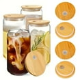 thumbnail image 1 of Sunjoy Tech 4 Pcs Bamboo Lid with Straw Hole Leak-proof Silicone Seal Lid 2.76inch Canning Lid Regular Mouth Jars Replacement Bamboo Lid for Beer Glasses Reusable Cup Lids, 1 of 7
