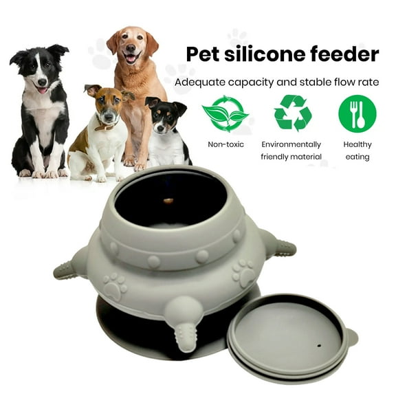 Sunjoy Tech  4 Teats Pet Feeder,240ML Puppy Feeder Silicone Milk Bowl,Pet Feeder with Anti-Slip Suction Cup for Kittens Puppies Rabbits