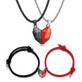 thumbnail image 1 of Sunjoy Tech 4Pcs/Set Couple Necklaces Bracelets Magnetic Distance Heart Pendant Men Women Handmade Geometric Jewelry Set for Daily Wear, 1 of 4