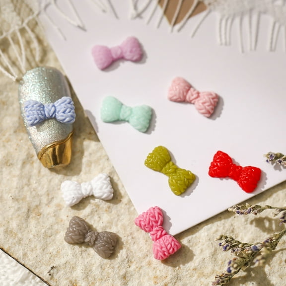 Sunjoy Tech 50Pcs Bow-knot Nail Decors Creative Shape Reusable Wide Application Decorative Resin 3D Bow-knot Nail Art Decorations Accessories for Nail Salon