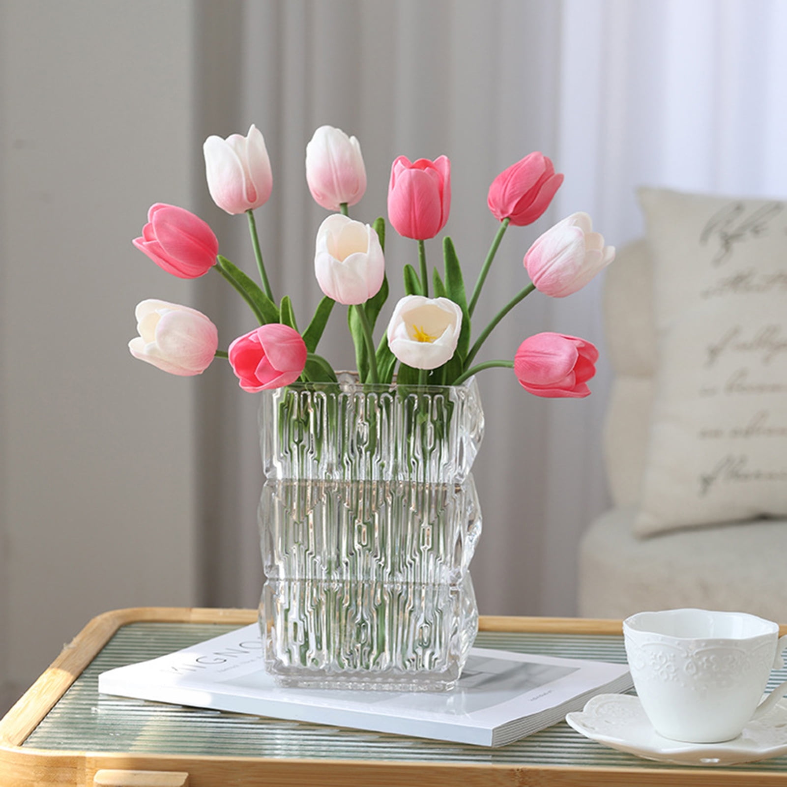 Sunjoy Tech 6Pcs Artificial Tulips Flowers Realistic Beautiful Floral