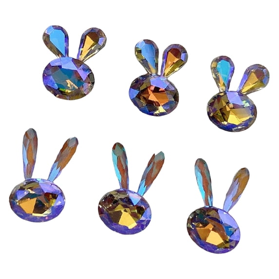 Sunjoy Tech 6Pcs Nail Art Decor Shining Non-falling Three-dimensional Faux Crystal DIY Gloss Nail Patchwork Bunny Nail Rhinestones Manicure Store Supply