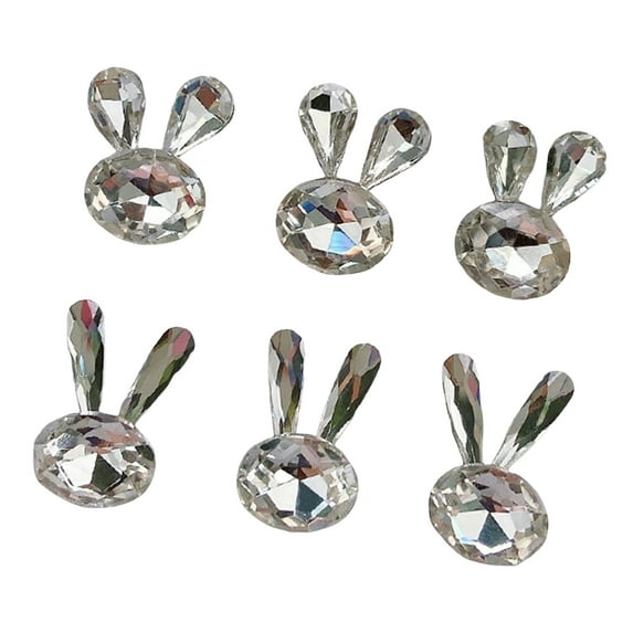 Sunjoy Tech 6Pcs Nail Art Decor Shining Non-falling Three-dimensional Faux Crystal DIY Gloss Nail Patchwork Bunny Nail Rhinestones Manicure Store Supply