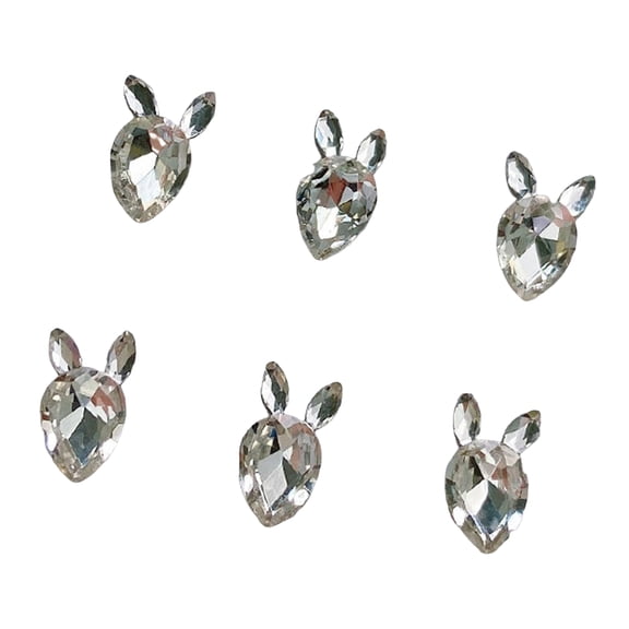 Sunjoy Tech 6Pcs Nail Art Decor Shining Non-falling Three-dimensional Faux Crystal DIY Gloss Nail Patchwork Bunny Nail Rhinestones Manicure Store Supply
