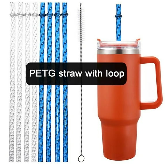 Sunjoy Tech 6Pcs Straws for Tumbler Diamond Pattern Reusable Straws with Brushes Durable BPA-Free Brightly Colored Translucent Bendable Non-Breakable Cup Accessory for Home School Party