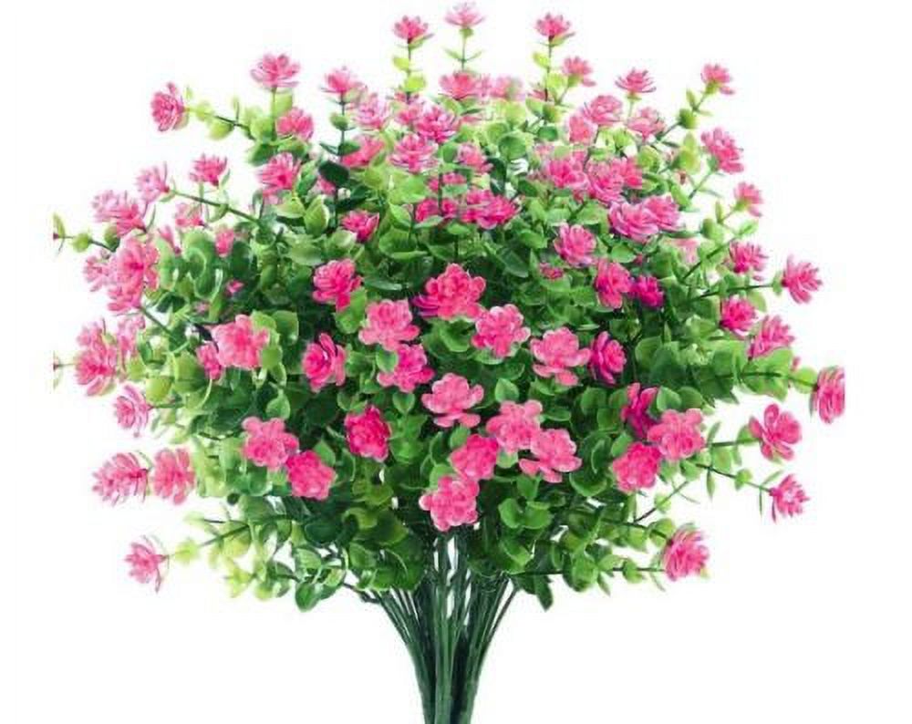 Sunjoy Tech 6pcs Artificial Flowers Outdoors, UV Resistant Plastic