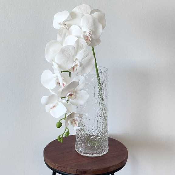 Sunjoy Tech 9 Heads Artificial Moth Orchids Branch Fake Silk Flower Wedding Faux Phalaenopsis Floral Branch Decoration Party Home Office Table Centerpiece 1Pc