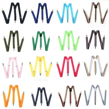 Sunjoy Tech Adjustable Elastic Y Back Style Suspenders for Men and Women With Strong Metal Clips