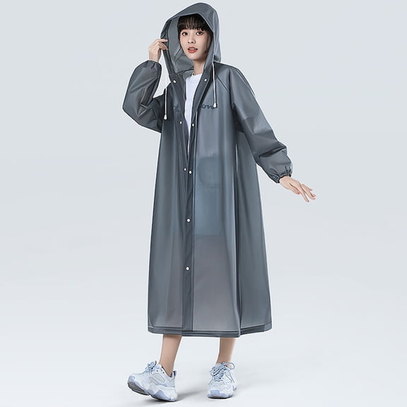 Sunjoy Tech Adult Raincoat Hooded Mid-Length Long Sleeve Rain Ponchos with Drawstring Waterproof Tear-Resistant Rain Gear for Daily Travel Sunshade