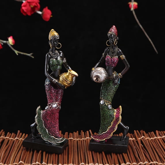 Sunjoy Tech African Statue Eye-catching Compact Creative African Dancing Women Miniatures Figurine Home Decor