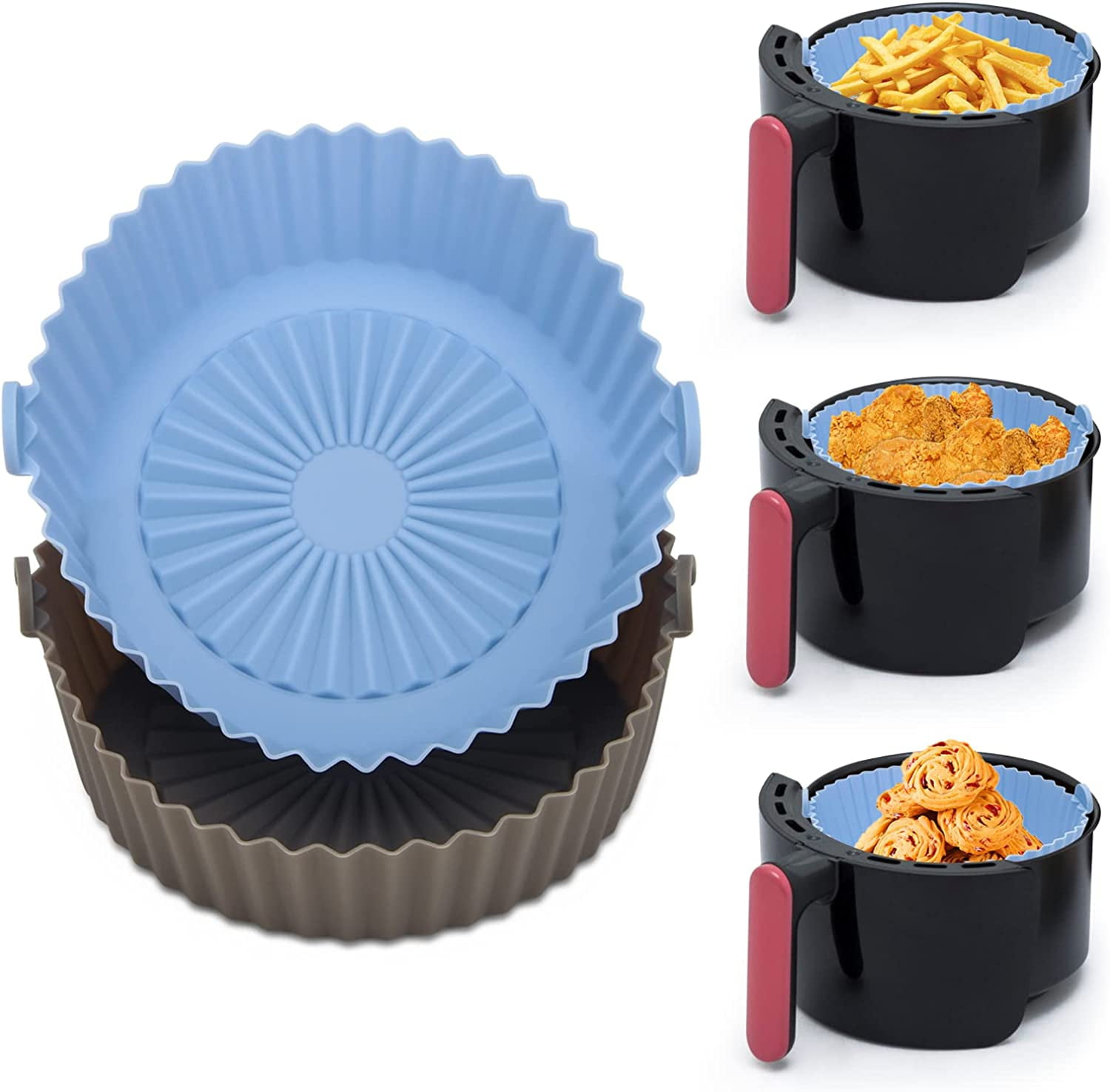 Sunjoy Tech Air Fryer Silicone Liners - Reusable Non-stick Air Fryer  Silicone Pot Liner Compatible with Air Fryer Basket Accessories (Fit 2 to  2.6 Qt)