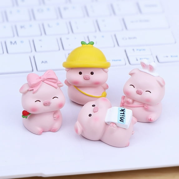 Sunjoy Tech Animal Figurine Cartoon Lovely Adorable Fine Workmanship Mini Office Decor Eco-friendly Lie Pigs Desktop Ornament Car Decor