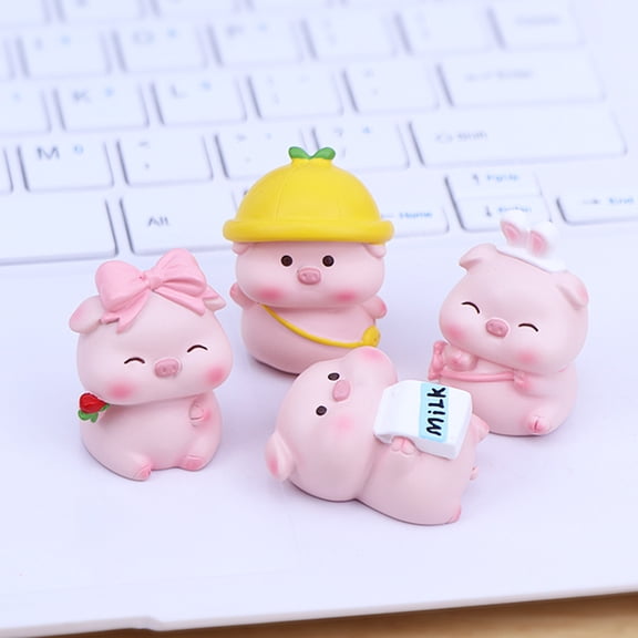 Sunjoy Tech Animal Figurine Cartoon Lovely Adorable Fine Workmanship Mini Office Decor Eco-friendly Lie Pigs Desktop Ornament Car Decor