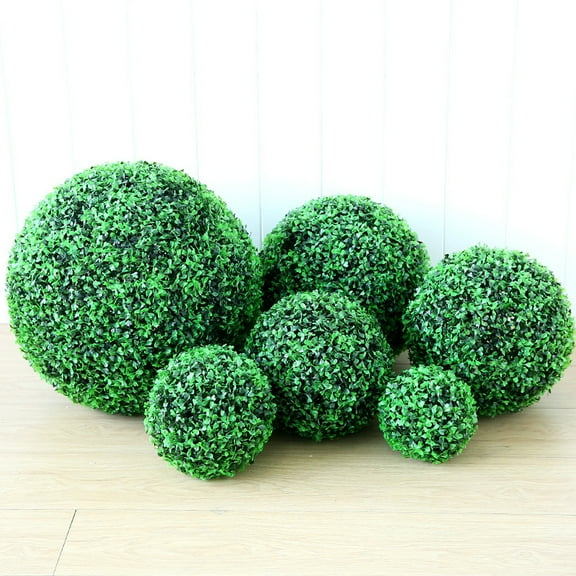 Sunjoy Tech Artificial Boxwood Balls Topiary - UV Protected Faux Plants Decorative Balls for Indoor, Outdoor, Garden, Wedding, Balcony, Backyard and Home Decor