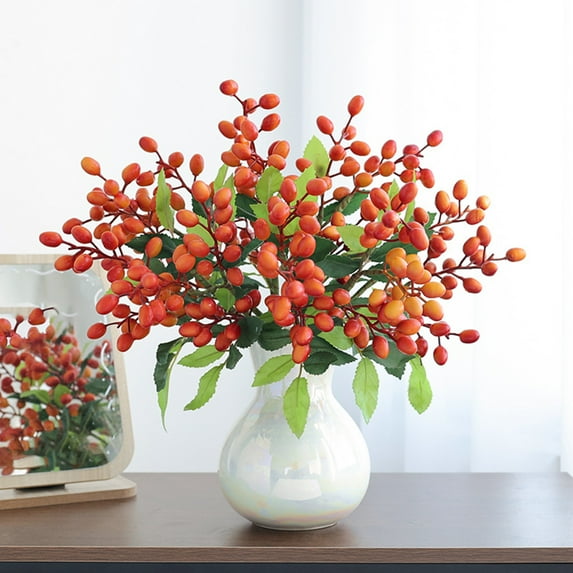 Sunjoy Tech Artificial Plant Eco-friendly No Watering Realistic Looking Living Room 3-fork Artificial Bean Branch Flower for Household