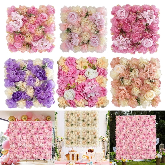 Sunjoy Tech Artificial Rose Flower Wall Panel Wedding Bridal Baby Shower Party DIY Square 3D Floral Wall Backdrop Decoration Photography Prop