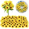 thumbnail image 1 of Sunjoy Tech Artificial Sunflower - Fake Sunflowers Yellow Small Silk Sun Flowers Bulk for Wedding Home Party Decoration Fake Flower Crafts Accessories DIY Decor, 1 of 8