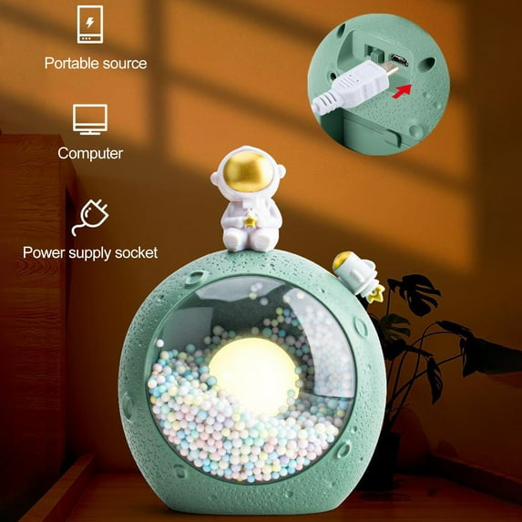 Sunjoy Tech Astronaut Night Light Flicker Free Soft Lighting Rechargeable Eye Fine Texture Realistic Planet Bedside Lamp Astronaut LED Light Bedroom Supplies