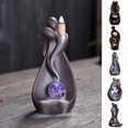 thumbnail image 1 of Sunjoy Tech Backflow Burner Hug Posture Exquisite Carved Stable Base Relive Stress Relaxing Waterfall Incense Holder Handcrafted Backflow Sandalwood Incense Burner Yoga Room Decor, 1 of 8