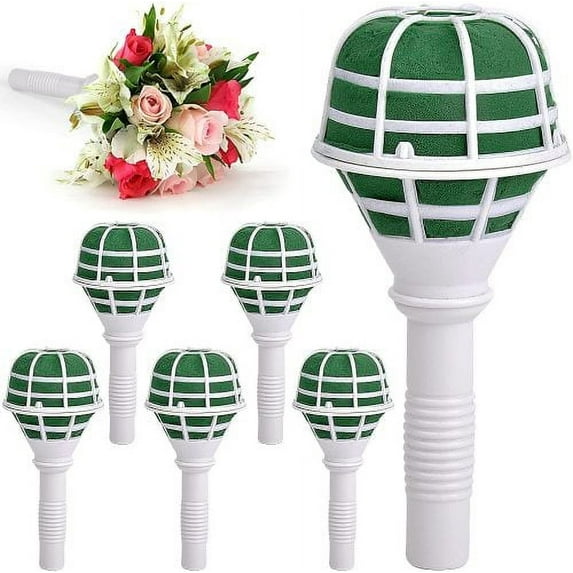 Sunjoy Tech Bouquet Holder - Flower Bouquet Holder, Bridal Bouquet Handle for Flower Arrangement Wedding Bouquet Supplies, Green Foam, 3.4 x 7 x 3.4 Inches