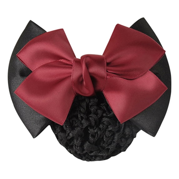 Sunjoy Tech Bowknot Snood Net Barrette Hair Clip Bun Cover Hairnet Bow Decor for Woman - 3PCS