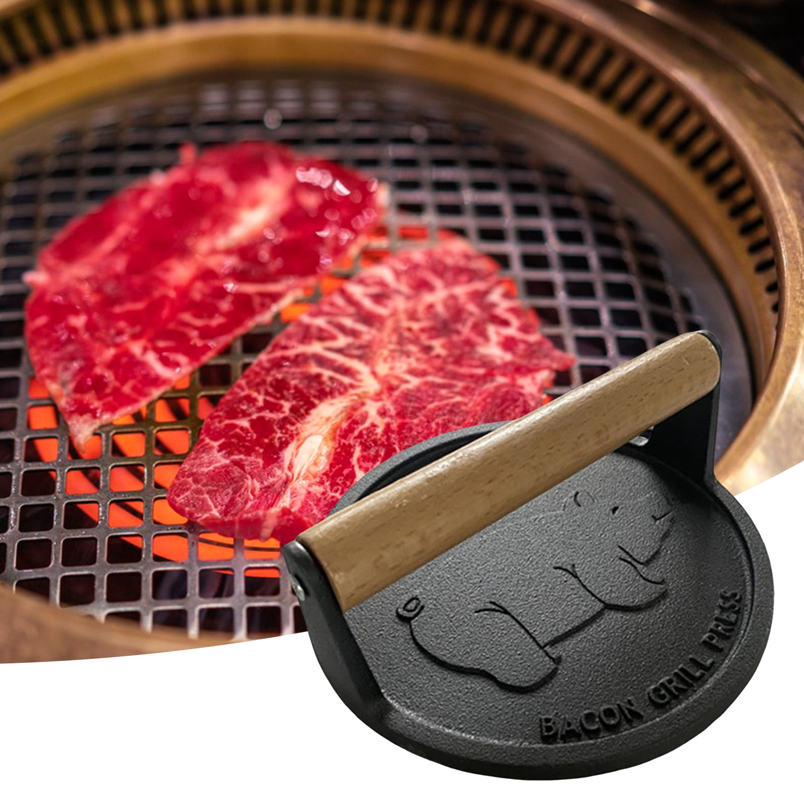 Sunjoy Tech Burger Press with Wooden Handle HeavyDuty Cast Iron