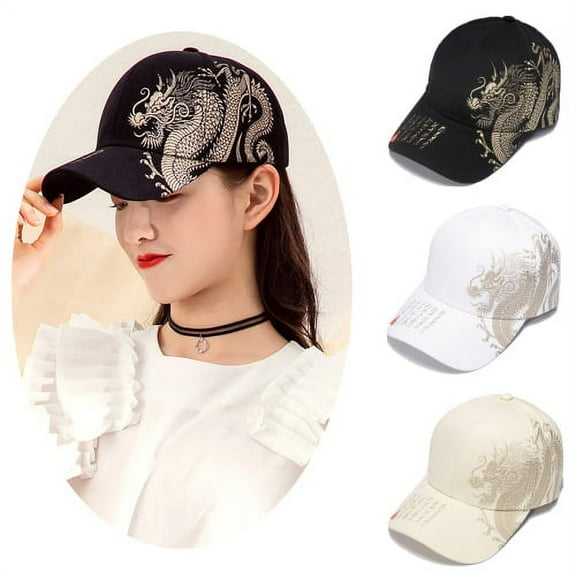 Sunjoy Tech Chinese Style Dragon Printed Hats Men Women Plain Cotton Adjustable Washed Twill Low Profile Baseball Cap Hat