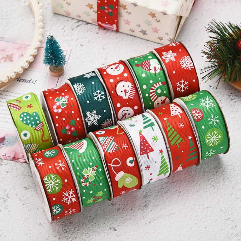 8 Rolls Shiny Christmas Ribbon Christmas Decorative Cloth Colorful Ribbon  2M Fabric Ribbons DIY Bow Christmas Tree Wreath Gift Box Wrapping Packaging