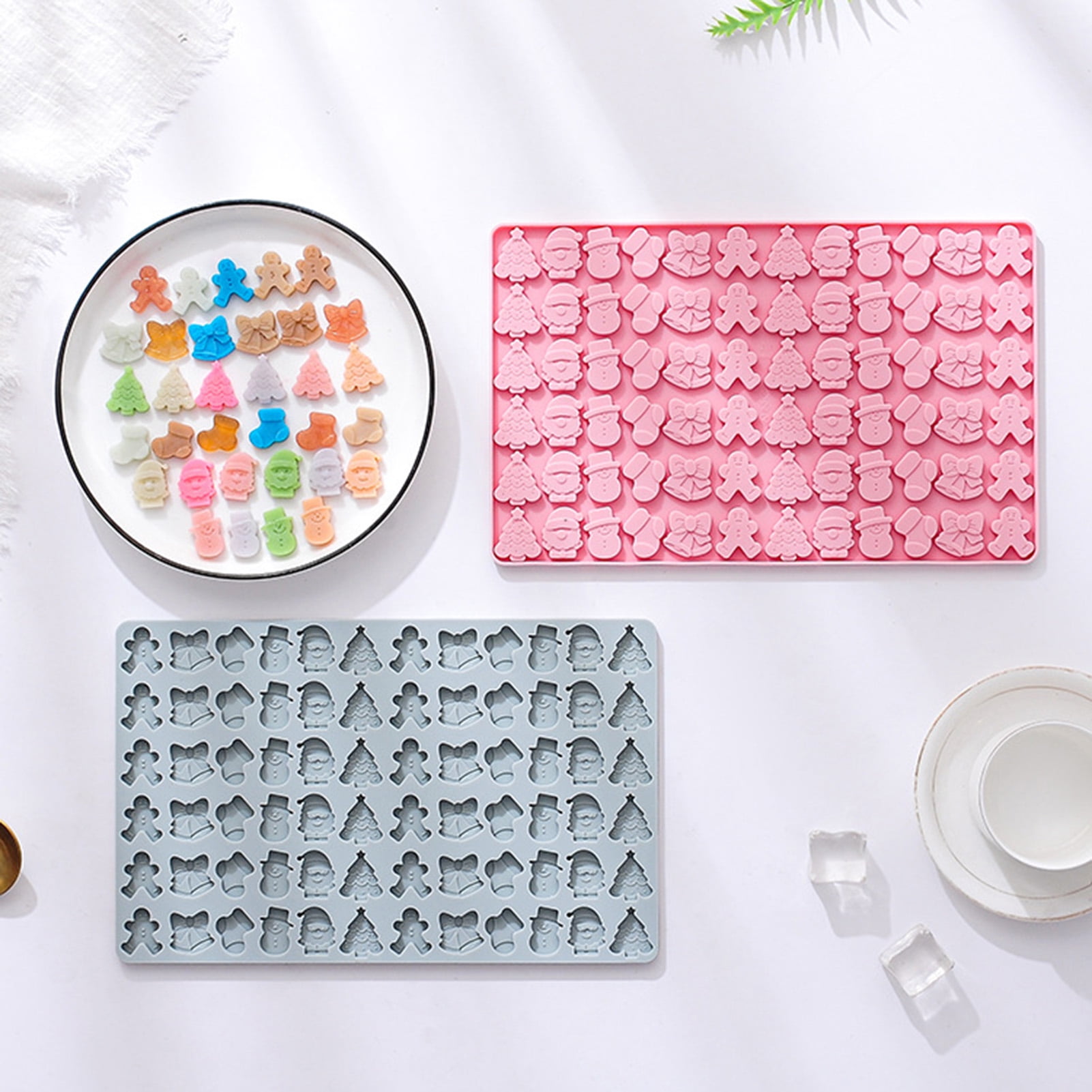 Sunjoy Tech Christmas Silicone Molds 72-Cavity Mini Christmas Shapes ...