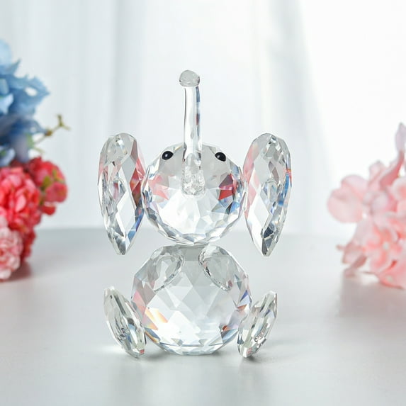 Sunjoy Tech Clear Elephant Ornament Faux Crystal Figurine Good Luck Gift Mini Elephant Sculpture for Office Bedroom Living Room Tabletop