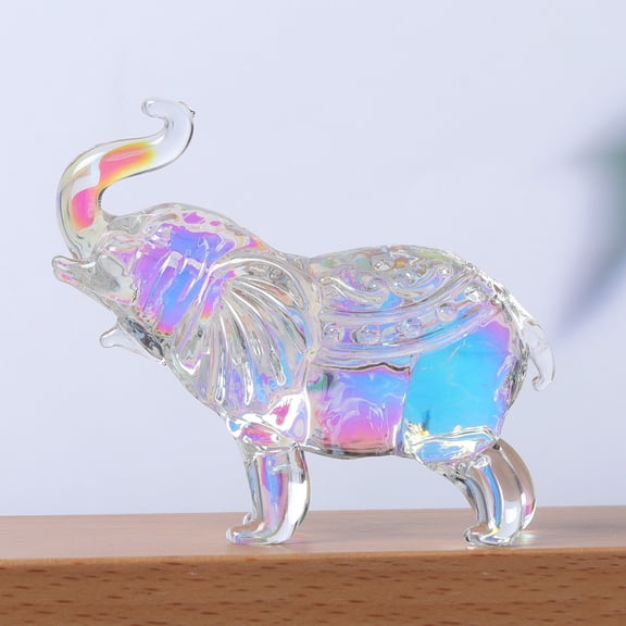 Sunjoy Tech Clear Elephant Ornament Faux Crystal Figurine Good Luck Gift Mini Elephant Sculpture for Office Bedroom Living Room Tabletop