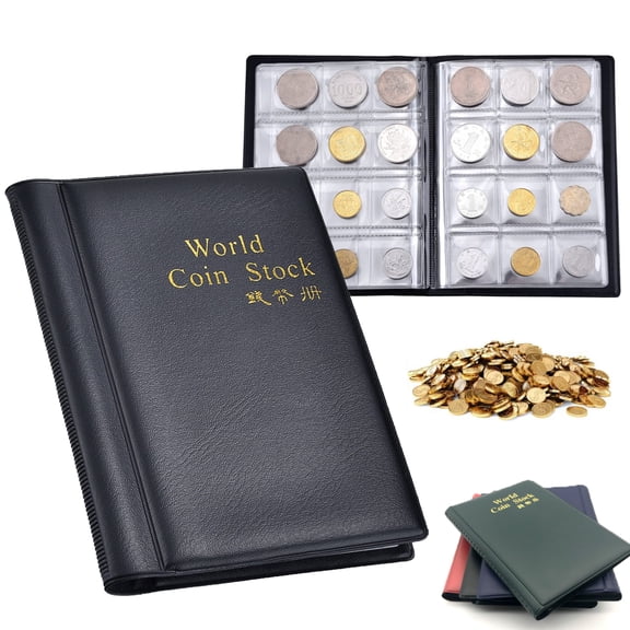 Sunjoy Tech Coin Storage Album - Rare Coin Holders Book - Coins Collection for Collectors, Money Penny Pocket (120 Coin Holders, 1.181.18?Pocket Size)