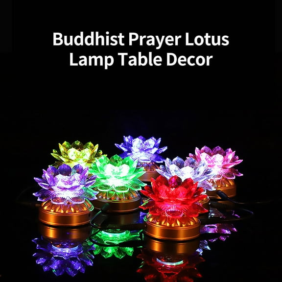Sunjoy Tech Colorful Lotus Lamp Creative Shape Vibrant Color Battery-Operated Flicker Free Realistic Looking Compact Size LED Buddha Lotus Lamp Desktop Decoration Home Supplies