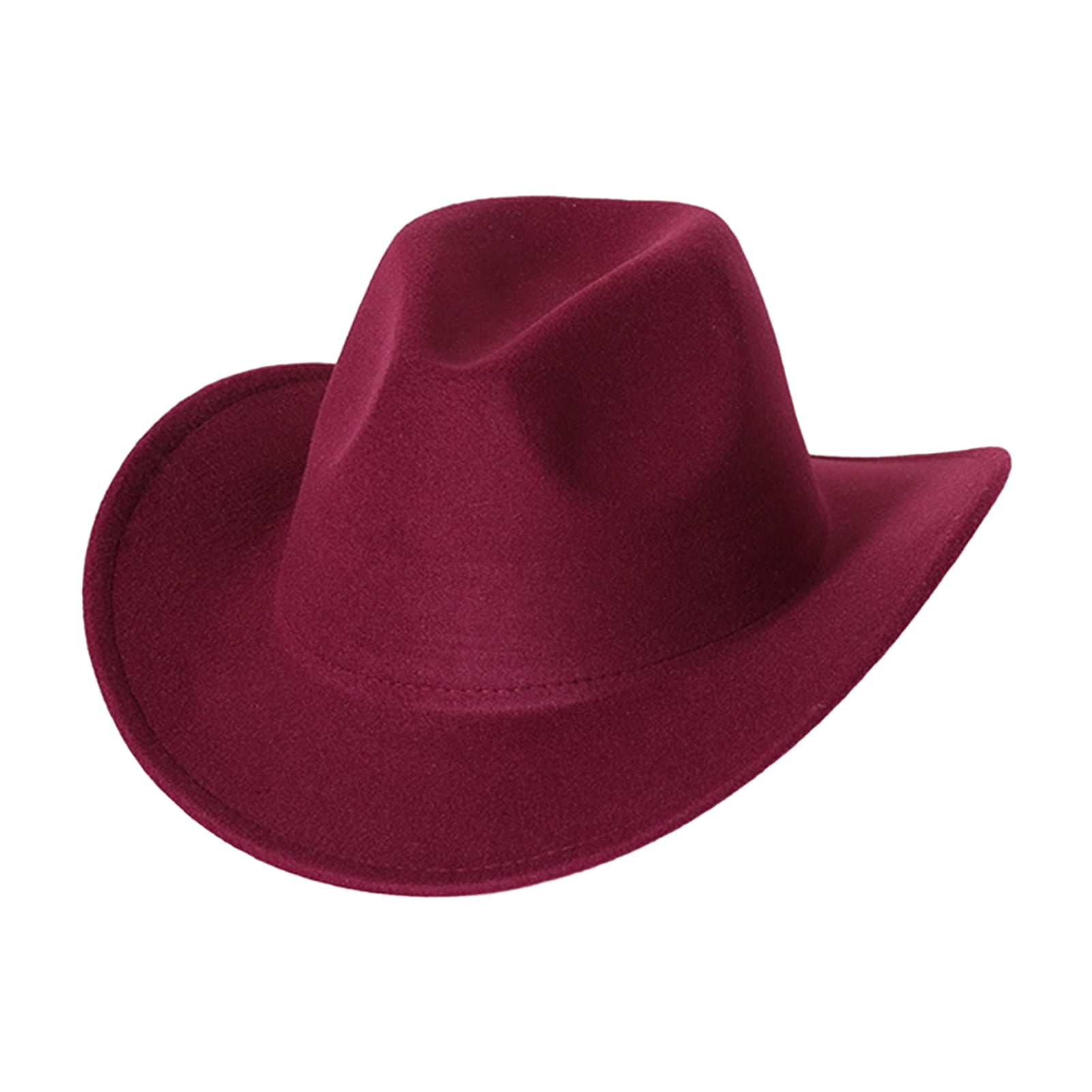 Sunjoy Tech Cowboy Hat Solid Color Wild Unisex Anti-pilling Comfortable Costume  Party Accessories Felt Roll Up Brim Cowgirl Hat for Outdoor 