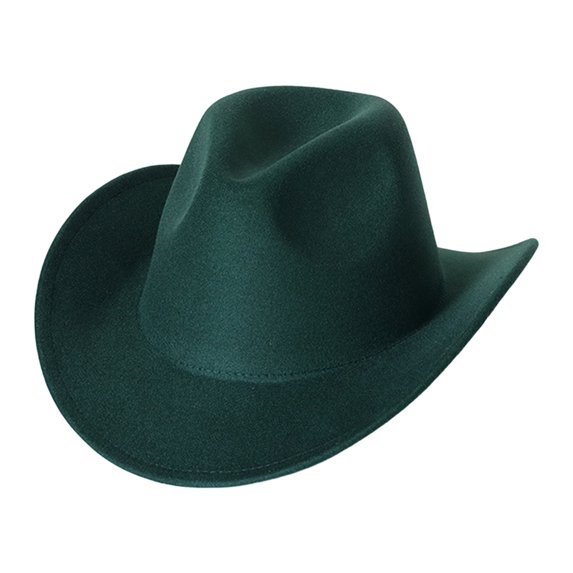 Sunjoy Tech Cowboy Hat Solid Color Wild Unisex Anti-pilling Comfortable Costume Party Accessories Felt Roll Up Brim Cowgirl Hat for Outdoor