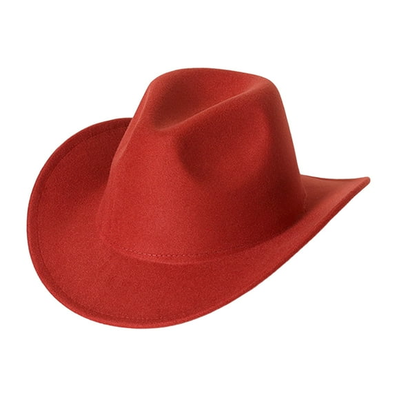 Sunjoy Tech Cowboy Hat Solid Color Wild Unisex Anti-pilling Comfortable Costume Party Accessories Felt Roll Up Brim Cowgirl Hat for Outdoor