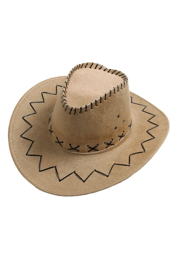 Cowboy Hat, Sun Hat Faux Felt Leather Suede Travel Cap Western Hat Outdoor Sun Protect for Men Women Fancy Dress Party