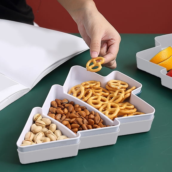 Sunjoy Tech Creative Christmas Tree Shape Food Dish Snack Bowl Tray Non-Slip Compartmentalized Plate for Snacks Nuts Dry Fruits Dessert