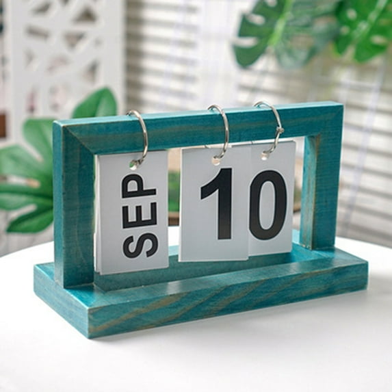Sunjoy Tech Daily Office Desk Calendar Perpetual Wood Vintage Calendar For Home Decor Monthly Weekly Year Planner Standing Kitchen Desk Decor Wood Calendar