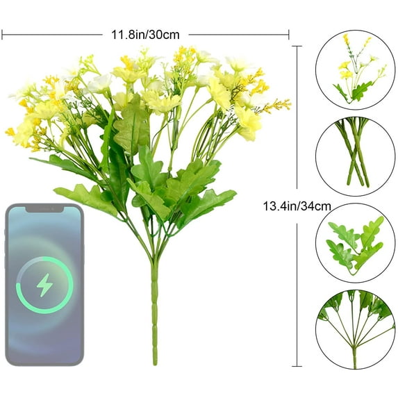 Sunjoy Tech Daisies Artificial Flowers Fake Colorful Plant Bouquet for Home Table Centerpieces Decoration Wedding Decoration 3 Bouquet