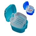 Sunjoy Tech Denture Case, Denture Cup with Strainer, Denture Bath Box False Teeth Storage Box