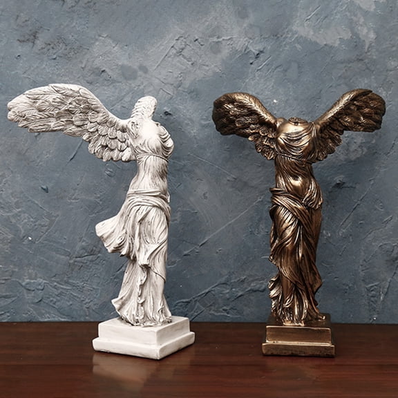 Sunjoy Tech Desktop Statue Clear Carved Good Posture Spreading Wings Resin European Style Victory Goddess Sculpture Ornament Home Decor