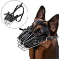 thumbnail image 1 of Sunjoy Tech Dog Muzzle, Prevents Chewing and Biting, Metal Mask Basket allows Panting and Drinking, Adjustable Leather Straps, 1 of 2