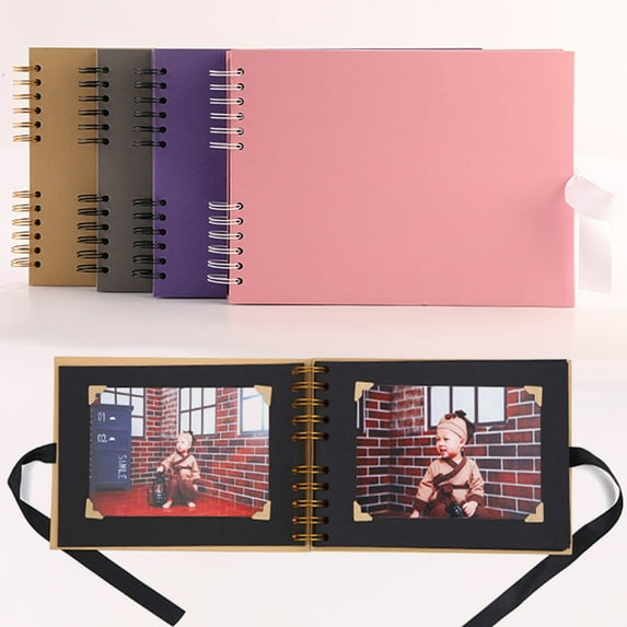 Sunjoy Tech Double Coil Thickened Paper Ribbon Bowknot Photo Album 40 Sheets 80 Pages Stickup Picture Storage Book Photo Accessories