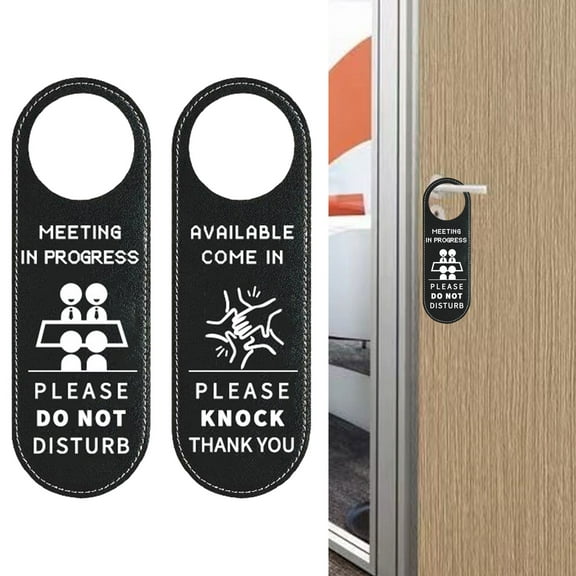 Sunjoy Tech Double Sided Door Sign Hanging Reminder Signs Meeting in Progress Please Do Not Disturb Door Hanger for Hotel Office Meeting