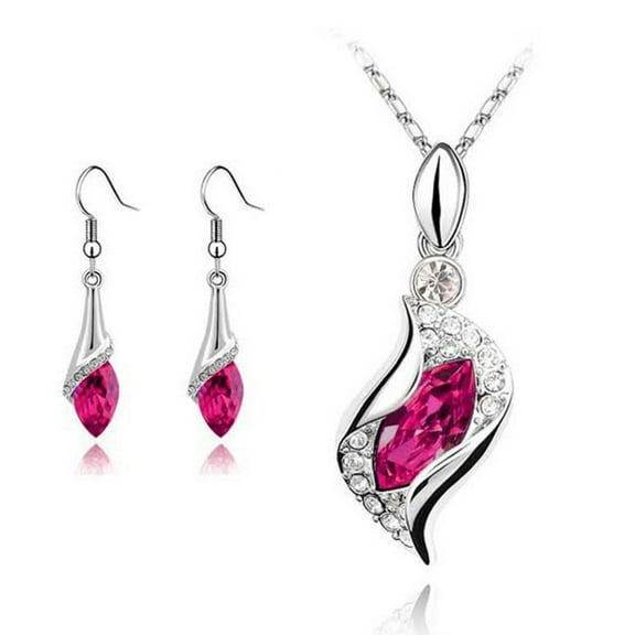 Sunjoy Tech Fahion Teardrop Wedding Bridal Jewelry Set for Brides Women Bridesmaid, Crystal Rhinestone Necklace Earring Sets for Prom Birthday Gifts